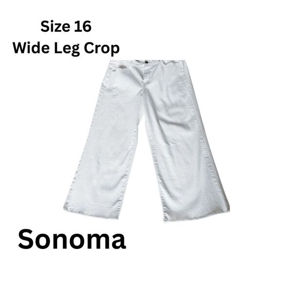 EUC Sonoma Wide Leg Cropped Pant Rough Hem - Picture 1 of 5